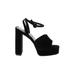 Lulus Heels: Black Solid Shoes - Women's Size 8 - Peep Toe