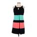 Sweet Storm Casual Dress - Shift Keyhole Sleeveless: Teal Stripes Dresses - Women's Size Large