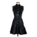 Amanda Uprichard Casual Dress - Shirtdress Mock Sleeveless: Black Solid Dresses - Women's Size P