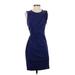 Armani Exchange Casual Dress - Sheath Crew Neck Sleeveless: Blue Print Dresses - Women's Size X-Small