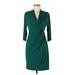 Suzi Chin for Maggy Boutique Cocktail Dress - Wrap: Green Solid Dresses - Women's Size 6 Petite