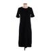 Madewell Casual Dress - Shift Crew Neck Short sleeves: Black Solid Dresses - Women's Size X-Small