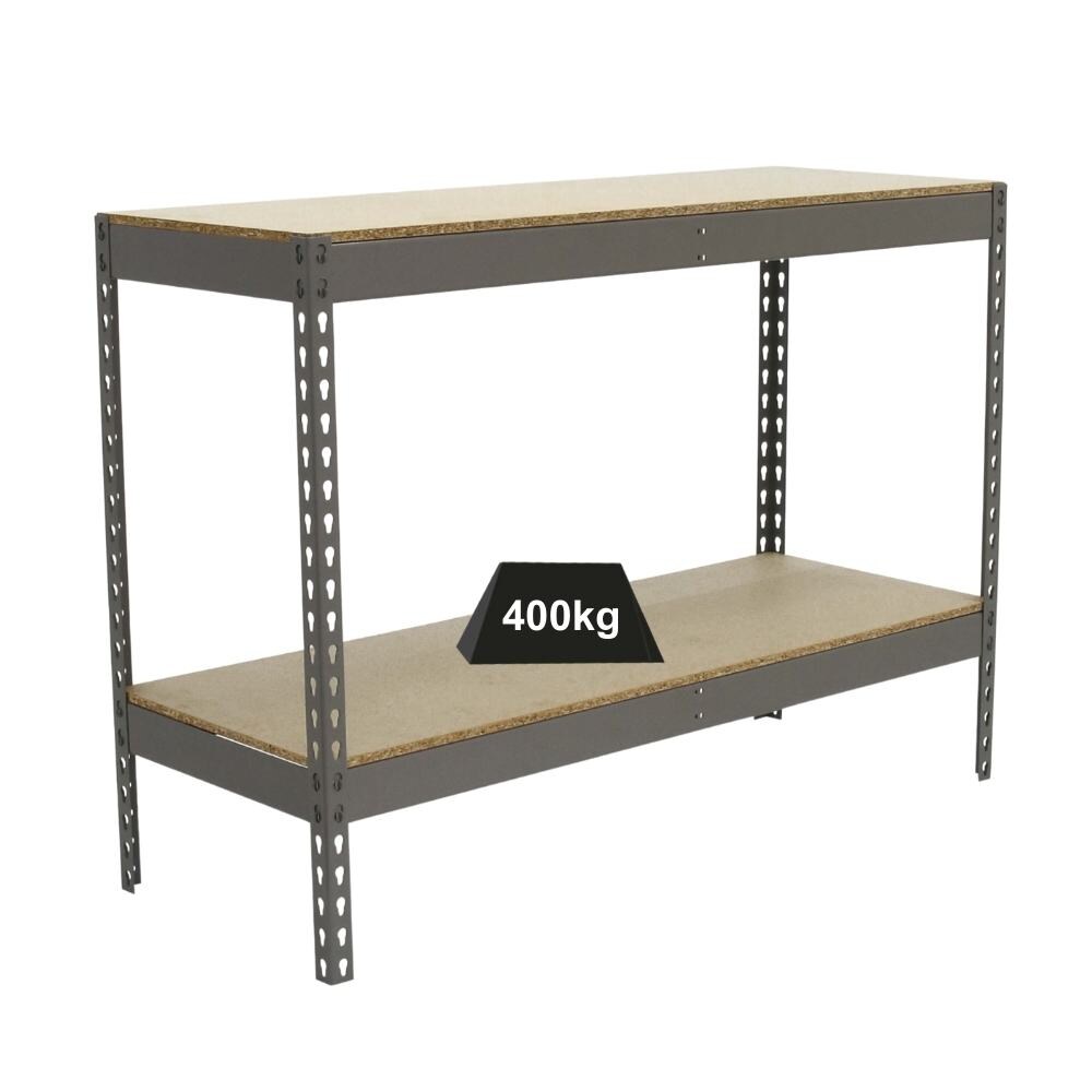 PROREGAL Schwerlastregal MINI WOOD YETI TWO | HxBxT 90x120x75cm | Fachlast 400kg | Grau | Regal Standregal Werkstattregal Lagerregal Image