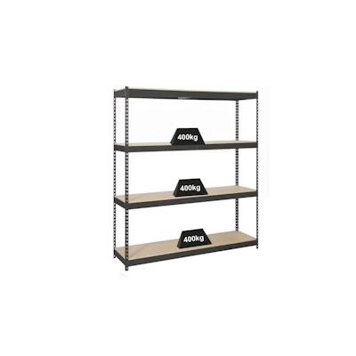 PROREGAL Schwerlastregal WOOD YETI FOUR | HxBxT 200x150x45cm | Fachlast 400kg | Anthrazit | Regal Standregal Werkstattregal Lagerregal Kellerregal Image