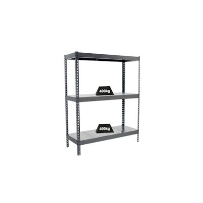 PROREGAL Schwerlastregal METAL YETI THREE | HxBxT 200x150x75cm | Fachlast 400kg | Grau | Regal Standregal Werkstattregal Lagerregal Kellerregal Image