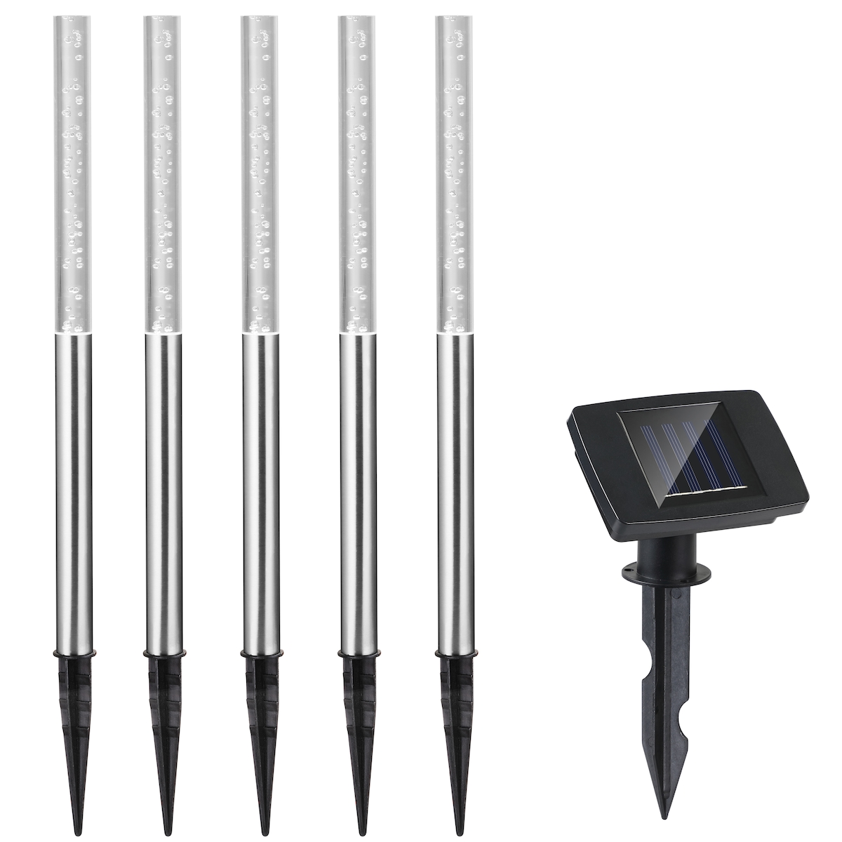 MONZANA® 5x LED Solarlampe Wetterfest IP44 Solar Sensor Edelstahl Solarleuchte Gartenbeleuchtung Balkon Garten Image