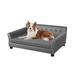 BingoPaw Dog Sofa Polyester/Leather in Brown | 16 H x 38 W x 28 D in | Wayfair BINGO-P-XD1271-L