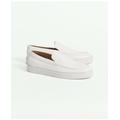 Brooks Brothers Men's Hampton Leather Slip-On Sneakers | White | Size 8 D