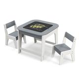 Costway Kid's Table and Chairs Set with Double-sized Tabletop-Gray