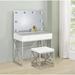 Latitude Run® 2 - Drawer Vanity Desk w/ Lighted Mirror & Stool in White & Chrome Wood/Metal in Brown/Gray/White | Wayfair