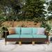 Lark Manor™ Argyri 78.4" Wide Outdoor Wicker Patio Sofa w/ Cushions All - Weather Wicker/Wicker/Rattan in Brown/Gray/White | Wayfair