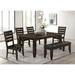 Red Barrel Studio® Quamaine 6 - Piece Dining Set in Black & Dark Wood/Upholstered in Brown | 30.5 H x 42.4 W x 65.6 D in | Wayfair