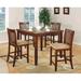 Winston Porter Nitz 5 - Piece Counter Height Dining Set in & Tan Wood/Upholstered in Brown | 36.5 H x 42.4 W x 42.4 D in | Wayfair