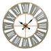 Mercer41 Treveon Oversized 31.5" Wall Clock Wood/Metal in Brown/Gray/Yellow | 32 H x 32 W x 1.77 D in | Wayfair 7DE302F4D861423988270D0C9C41BF98