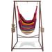 Arlmont & Co. Swing Chair w/ Stand Cotton in Red/Blue/Brown | 39 H x 9 W x 6 D in | Wayfair C042F470CA684C6AB0685346793B9997