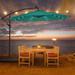 Arlmont & Co. Sejada 119" Lighted Cantilever Umbrella w/ Crank Lift in Blue/Navy | 96.5 H x 119 W x 119 D in | Wayfair