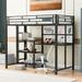 Mason & Marbles Agata Loft Bed w/ Desk & Whiteboard, Metal Loft Bed w/ 3 Shelves & Ladder Metal in Black | 66.5 H x 41.5 W x 75 D in | Wayfair