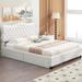 Red Barrel Studio® Kyairra Panel Storage Bed Frame w/ Headboard Wood & Upholstered/ in White | 42.99 H x 86.09 W x 64.59 D in | Wayfair