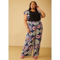 Plus Size Printed High Rise Wide Leg Pants