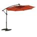 Sumdeal 10ft Solar LED Offset Hanging Market Patio Umbrella for Backyard Poolside Lawn and Garden Outdoor Table Umbrella with Easy Tilt Adjustment Durable Polyester Shade Sturdy 8 Ribs Orange