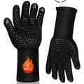 BBQ Gloves Extreme Heat Resistant Oven Gloves 800 â„ƒ/1472 â„‰ Grilling Gloves Non-Slip Silicone Oven Mitts with Forearm Protector for Cooking Barbecue Baking Welding Welding