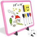 Small Dry Erase White Board 10 X 14 Magnetic Desktop Whiteboard Easel White Board with Colored Frame for Home School Kids Mini Portable Whiteboard with 4 Markers 1 Eraser 6 Smile Magnets