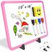 Small Dry Erase White Board 10 X 14 Magnetic Desktop Whiteboard Easel White Board with Colored Frame for Home School Kids Mini Portable Whiteboard with 4 Markers 1 Eraser 6 Smile Magnets