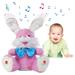 Singing Talking Bunny Plush Toy Rabbit Stuffed Animal Playing Hide and Seek Interactive Animated Toys for Baby Children (Tâ€”Pink 13.8in)