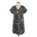 Antistar Casual Dress - Shift V-Neck Short sleeves: Green Camo Dresses - Women's Size Medium