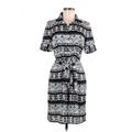 Marc New York Andrew Marc Casual Dress - Shirtdress Collared Short sleeves: Gray Aztec or Tribal Print Dresses - Women's Size Medium