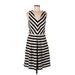 Banana Republic Casual Dress - A-Line V-Neck Sleeveless: Ivory Chevron Dresses - Women's Size 10