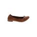 Flats: Ballet Chunky Heel Casual Brown Solid Shoes - Women's Size 38 - Round Toe