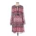 Vince Camuto Casual Dress - Shift Tie Neck Long sleeves: Pink Dresses - Women's Size 4