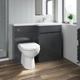 Grey Gloss Bathroom Furniture Vanity Unit Basin Toilet Unit Combination 1100mm Right Hand with Saturn Toilet Pan - Grey