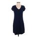 Gap Casual Dress - Mini V Neck Short sleeves: Blue Solid Dresses - Women's Size Small