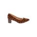 Chase & Chloe Heels: Pumps Chunky Heel Boho Chic Brown Leopard Print Shoes - Women's Size 7 - Almond Toe