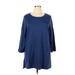 J.Jill Casual Dress - Mini Crew Neck Long sleeves: Blue Print Dresses - Women's Size X-Large