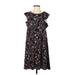 Ann Taylor LOFT Casual Dress - A-Line Crew Neck Short sleeves: Black Print Dresses - Women's Size X-Small