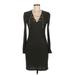 MICHAEL Michael Kors Casual Dress - Sheath V-Neck Long sleeves: Black Solid Dresses - Women's Size Medium