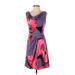 Nine West Casual Dress - Party Cowl Neck Sleeveless: Purple Print Dresses - Women's Size 2