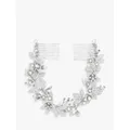 Jon Richard Clara Brushed Leaves and Freshwater Pearl Hair Grip, Silver