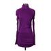 Cynthia Steffe Casual Dress - Party Turtleneck Long sleeves: Purple Print Dresses - Women's Size Small