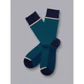 Charles Tyrwhitt Stripe and Colour Block Socks, Teal Green/Navy