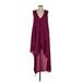 Adelyn Rae Cocktail Dress - Party V-Neck Sleeveless: Burgundy Solid Dresses - New - Women's Size Small