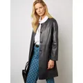 Gerard Darel Jemima Long Leather Coat, Navy