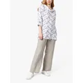 James Lakeland Cowl Neck Dandelion Print Linen Blouse