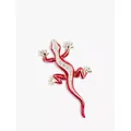 Eclectica Vintage 18ct Gold Plated Enamel & Swarovski Crystal Lizard Brooch, Gold/Red