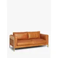 John Lewis Nest Large 3 Seater Leather Sofa, Light Leg, Butterscotch Leather