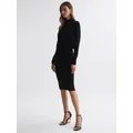 Reiss Petite Freya High Neck Wool Blend Dress, Black