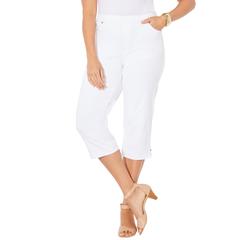 Plus Size Women's The Knit Jean Capri (With Pockets) by Catherines in White (Size 4X)